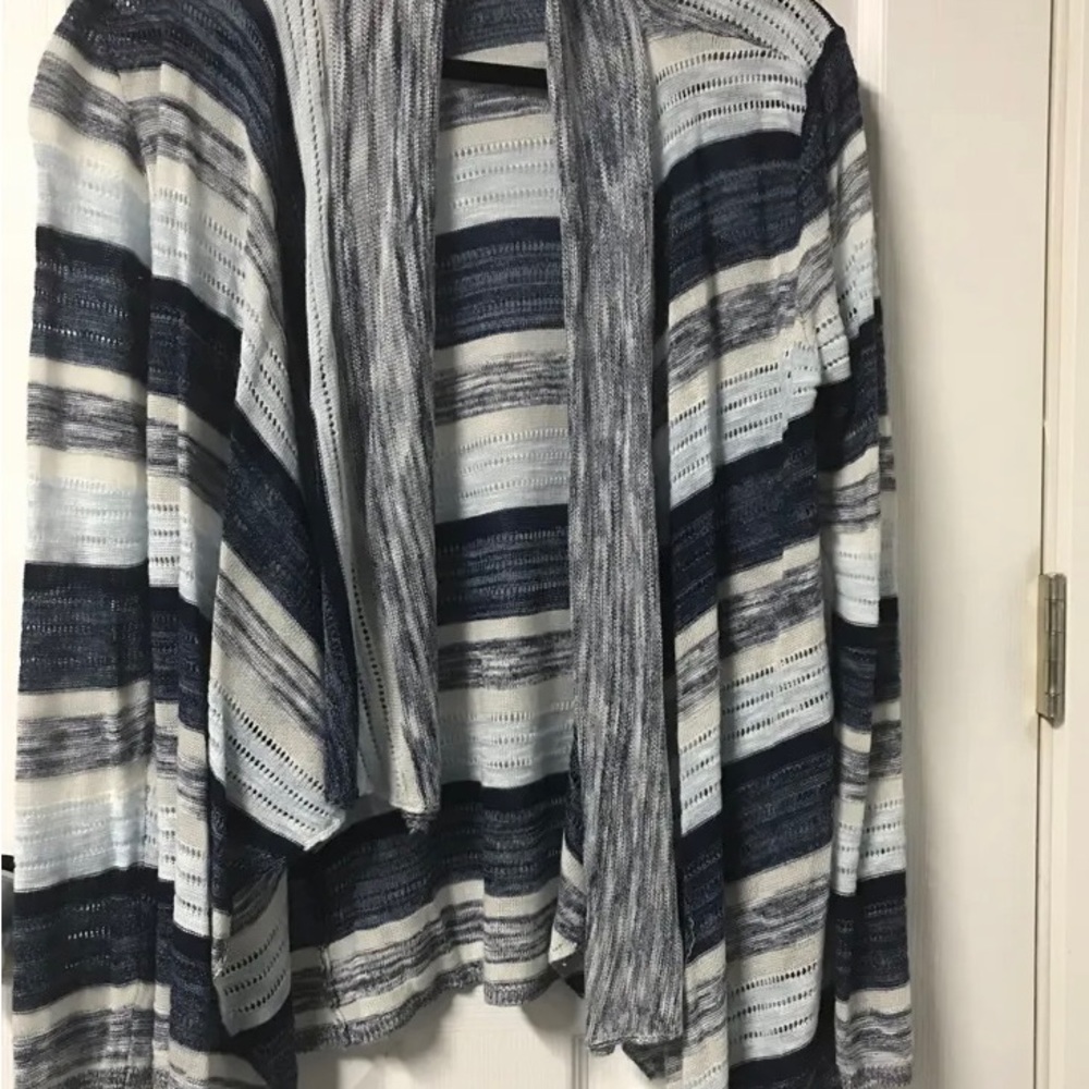 Cardigan blue/grey/white strip